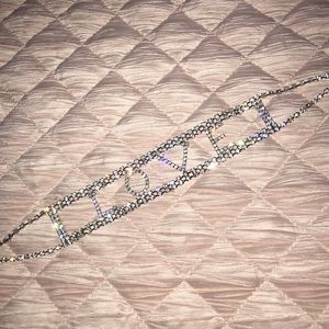 “LOVE” rhinestone choker